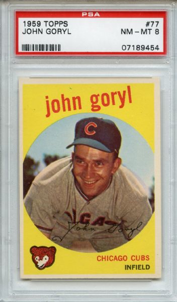 1959 Topps 77 John Goryl PSA NM-MT 8