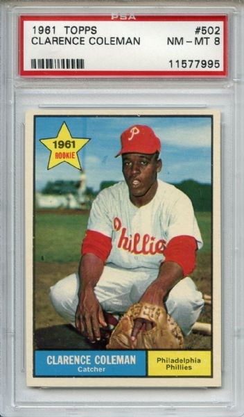 1961 Topps 502 Clarence Coleman PSA NM-MT 8