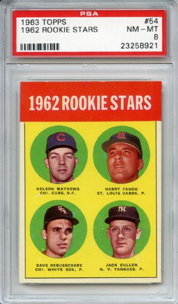 1963 Topps 54 1962 Rookie Stars Dave DeBusschere PSA NM-MT 8