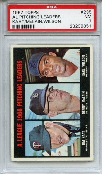 1967 Topps 235 AL Pitching Leaders PSA NM 7