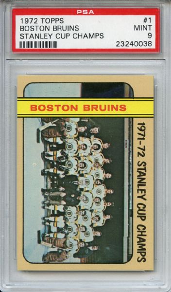 1972 Topps 1 Boston Bruins Stanley Cup Champs PSA MINT 9