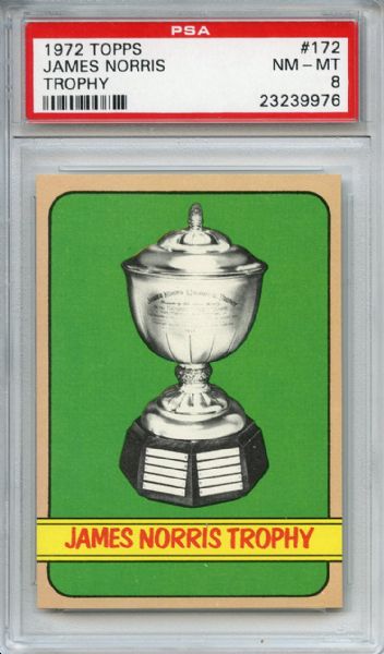 1972 Topps 172 James Norris Trophy PSA NM-MT 8