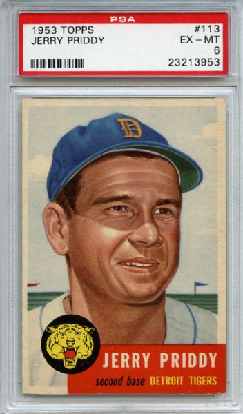 1953 Topps 113 Jerry Priddy PSA EX-MT 6