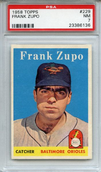 1958 Topps 229 Frank Zupo PSA NM 7