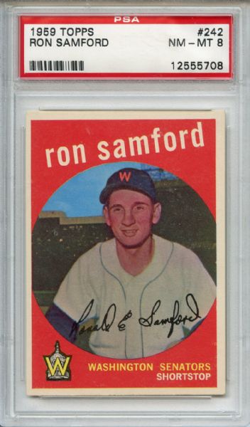 1959 Topps 242 Ron Samford PSA NM-MT 8