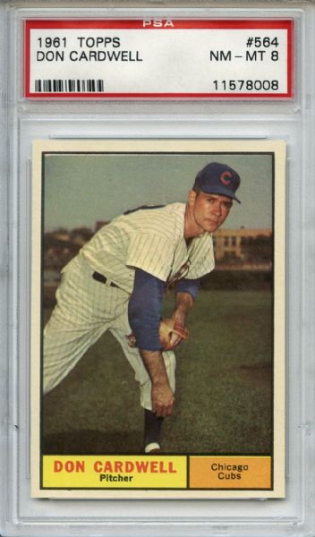 1961 Topps 564 Don Cardwell PSA NM-MT 8