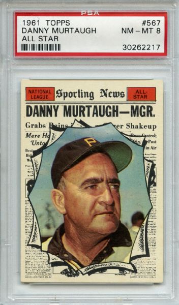 1961 Topps 567 Danny Murtaugh All Star PSA NM-MT 8