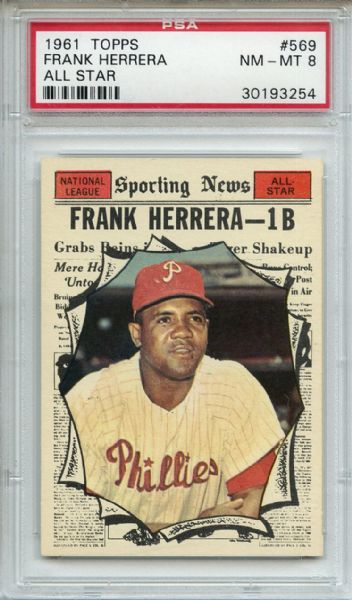 1961 Topps 569 Frank Herrera All Star PSA NM-MT 8