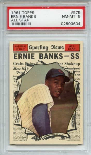 1961 Topps 575 Ernie Banks All Star PSA NM-MT 8