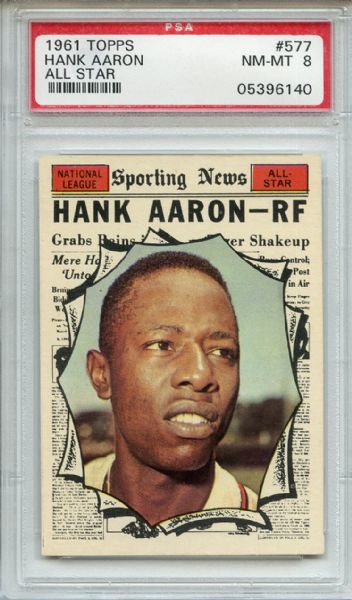 1961 Topps 577 Hank Aaron All Star PSA NM-MT 8