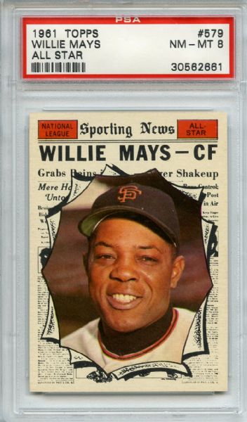1961 Topps 579 Willie Mays All Star PSA NM-MT 8