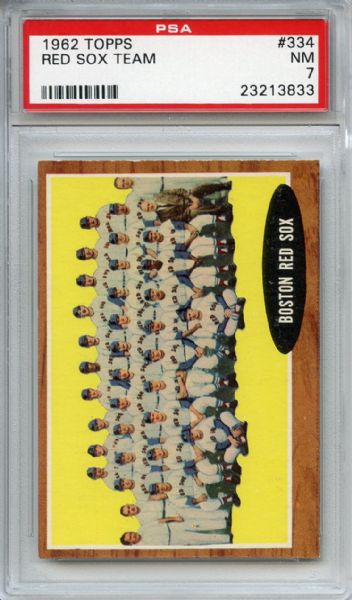 1962 Topps 334 Boston Red Sox Team PSA NM 7