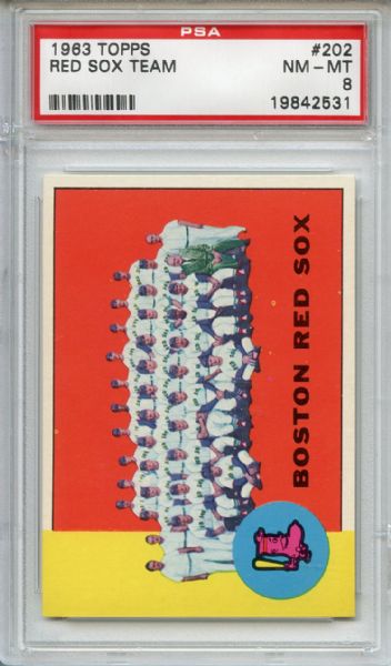 1963 Topps 202 Boston Red Sox Team PSA NM-MT 8