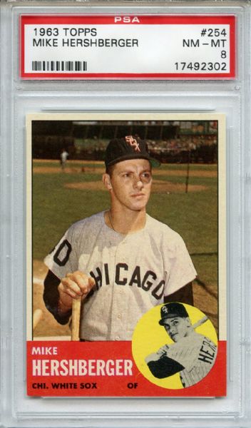 1963 Topps 254 Mike Hershberger PSA NM-MT 8