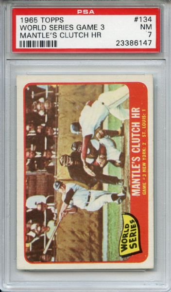 1965 Topps 134 World Series Game 3 Mickey Mantle PSA NM 7