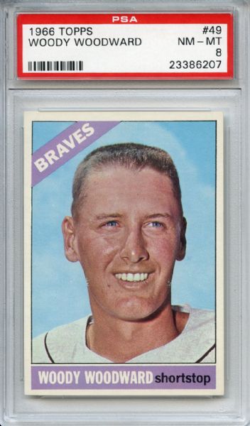 1966 Topps 49 Woody Woodward PSA NM-MT 8