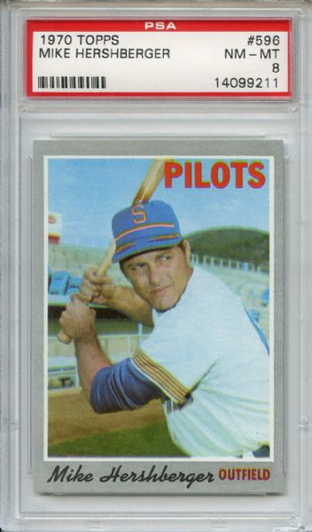 1970 Topps 596 Mike Hershberger PSA NM-MT 8