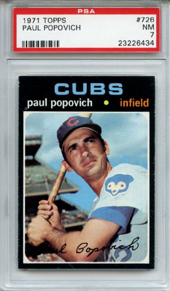 1971 Topps 726 Paul Popovich PSA NM 7