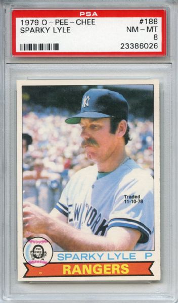 1979 O-Pee-Chee 188 Sparky Lyle PSA NM-MT 8