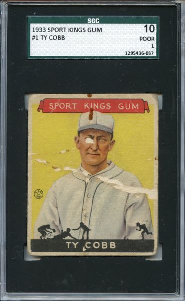 1933 Sport Kings Gum 1 Ty Cobb SGC POOR 10 / 1