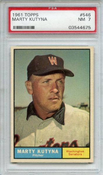 1961 Topps 546 Marty Kutyna PSA NM 7