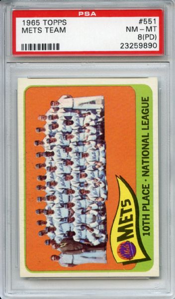1965 Topps 551 New York Mets Team PSA NM-MT 8 (PD)