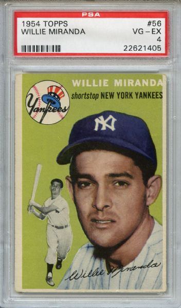 1954 Topps 56 Willie Miranda PSA VG-EX 4