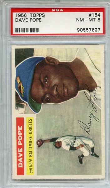 1956 Topps 154 Dave Pope Gray Back PSA NM-MT 8