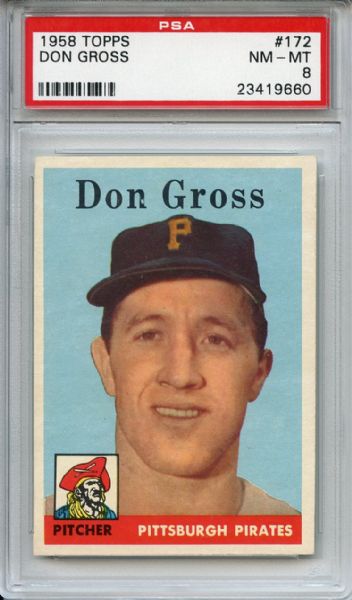 1958 Topps 172 Don Gross PSA NM-MT 8