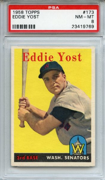 1958 Topps 173 Eddie Yost PSA NM-MT 8