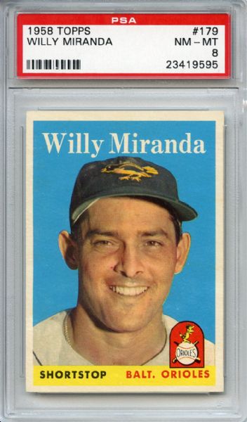 1958 Topps 179 Willy Miranda PSA NM-MT 8