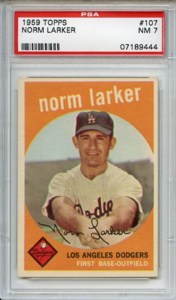 1959 Topps 107 Norm Larker PSA NM 7