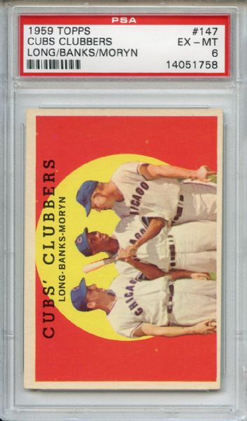 1959 Topps 147 Cubs Clubbers Ernie Banks PSA EX-MT 6