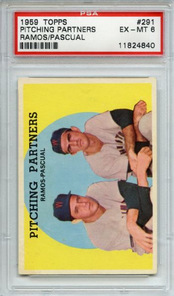 1959 Topps 291 Pitching Partners PSA EX-MT 6
