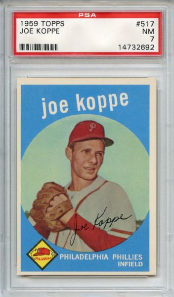 1959 Topps 517 Joe Koppe PSA NM 7