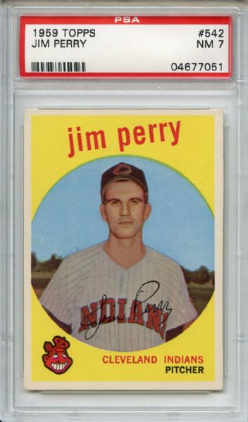 1959 Topps 542 Jim Perry RC PSA NM 7