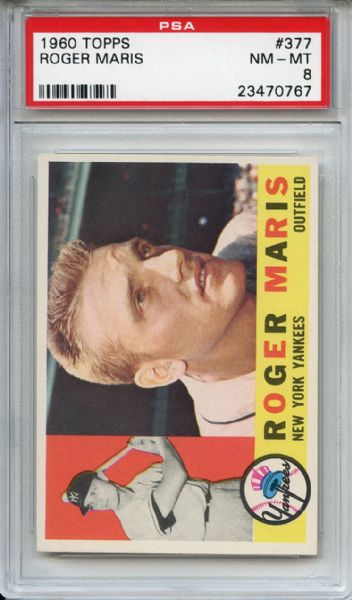1960 Topps 377 Roger Maris PSA NM-MT 8