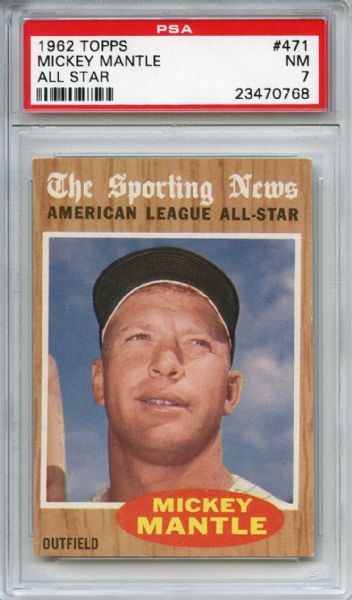 1962 Topps 471 Mickey Mantle All Star PSA NM 7