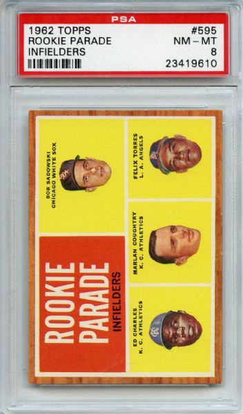1962 Topps 595 Rookie Parade Infielders PSA NM-MT 8