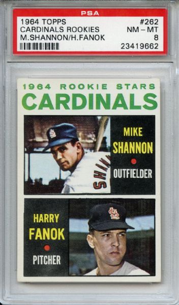 1964 Topps 262 St. Louis Cardinals Rookies Mike Shannon PSA NM-MT 8