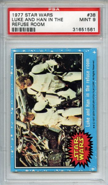 1977 Star Wars 38 Luke and Han in the Refuse Room PSA MINT 9