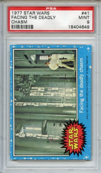 1977 Star Wars 41 Facing the Deadly Chasm PSA MINT 9