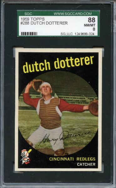 1959 Topps 288 Dutch Dotterer SGC NM/MT 88 / 8