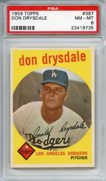 1959 Topps 387 Don Drysdale PSA NM-MT 8