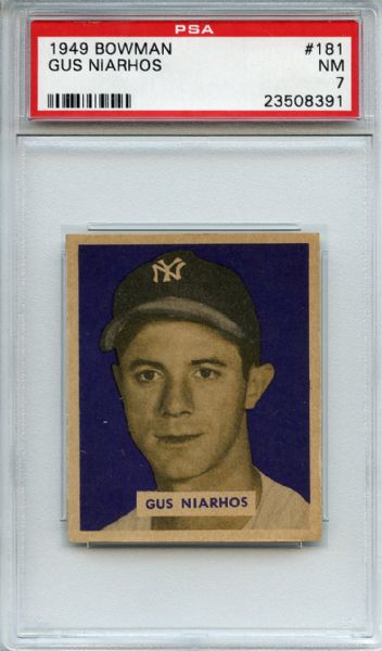 1949 Bowman 181 Gus Niarhos PSA NM 7