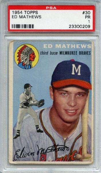 1954 Topps 30 Eddie Mathews PSA PR 1