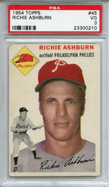 1954 Topps 45 Richie Ashburn PSA VG 3