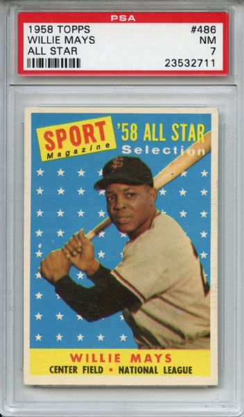 1958 Topps 486 Willie Mays All Star PSA NM 7