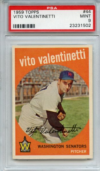 1959 Topps 44 Vito Valentinetti PSA MINT 9
