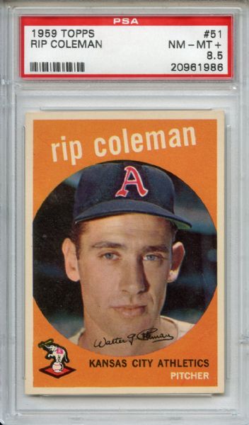 1959 Topps 51 Rip Coleman PSA NM-MT+ 8.5